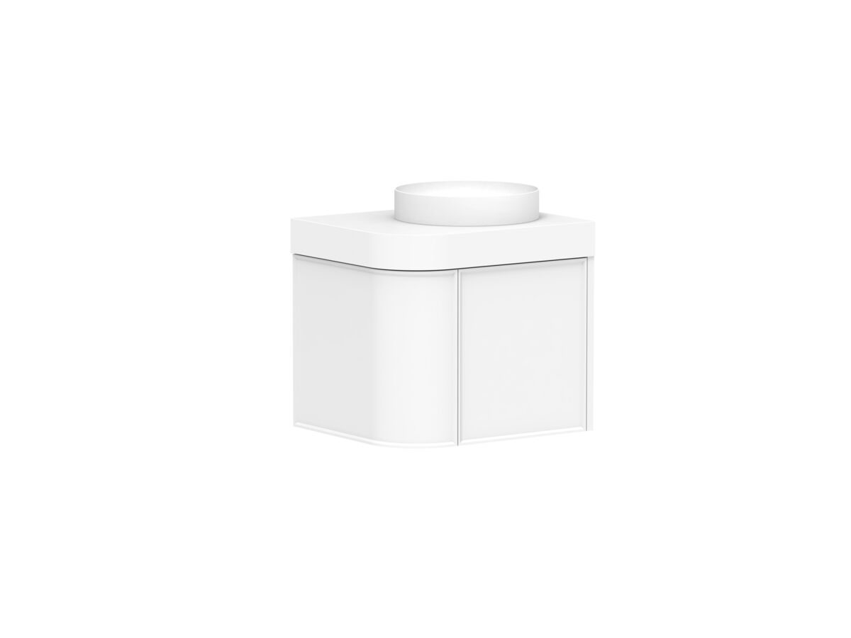 Reece Kado Era Single Curve All Drawer 600mm Wall Hung Vanity Centre Basin 90mm Durasein Top