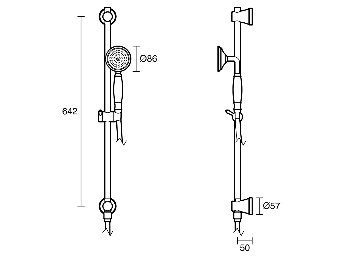 Reece Kado Era Single Rail Shower With Top Rail Water Inlet Chrome (4 Star)