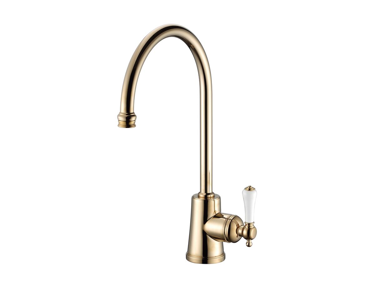 reece Kado Era Sink Mixer Large Porcelain Handle Brass Gold (5 Star)
