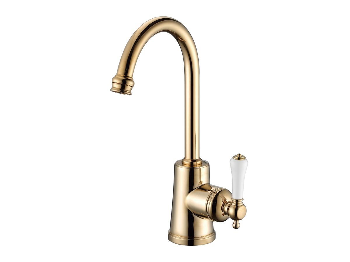 reece Kado Era Sink Mixer Small Porcelain Handle Brass Gold (5 Star)