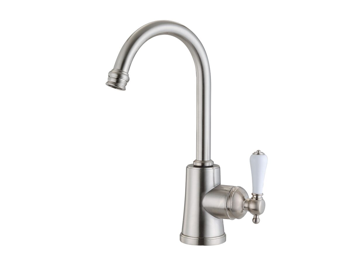 reece Kado Era Sink Mixer Small Porcelain Handle Brushed Nickel (5 Star)