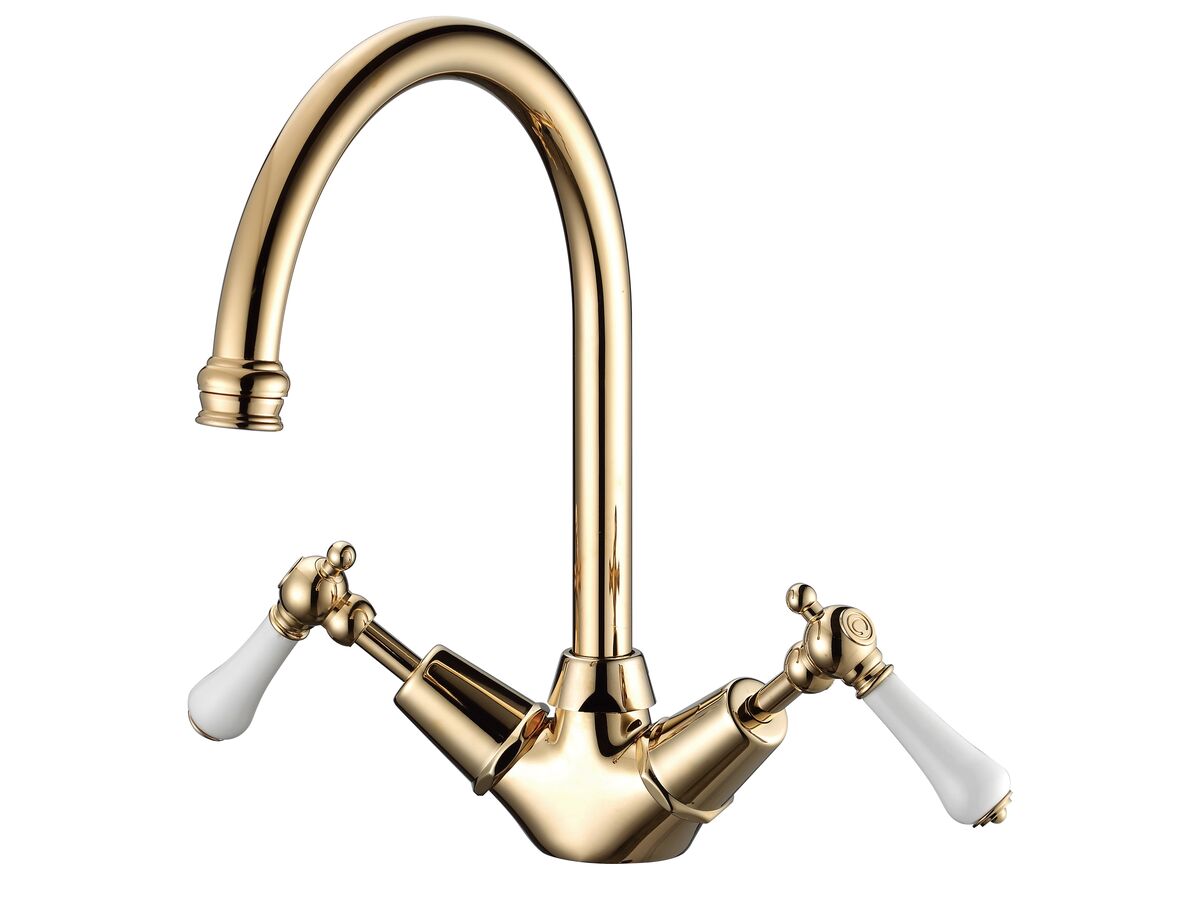 reece Kado Era Sink Twinner Small Lever Porcelain Handle Brass Gold (5 Star)