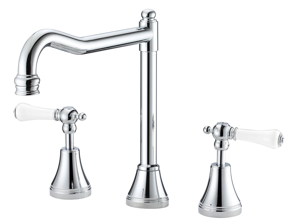 reece Kado Era Swivel Hob English Sink Set Lever Porcelain Handle Chrome (5 Star)