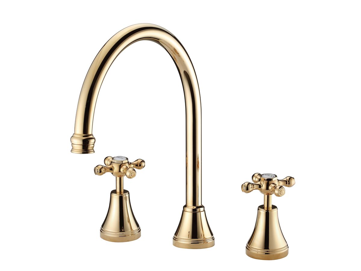 reece Kado Era Swivel Hob Set Cross Handles Brass Gold (5 Star)