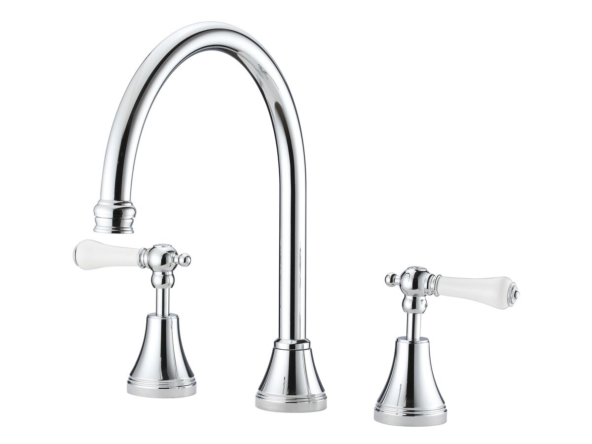 reece Kado Era Swivel Hob Set Lever Porcelain Handle Chrome (5 Star)