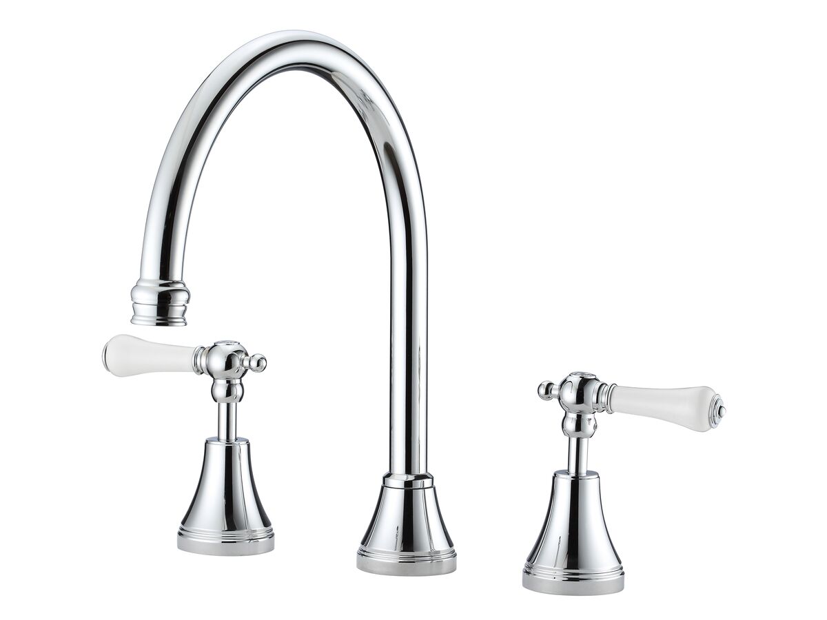 reece Kado Era Swivel Hob Sink Set Lever Porcelain Handle Chrome (5 Star)