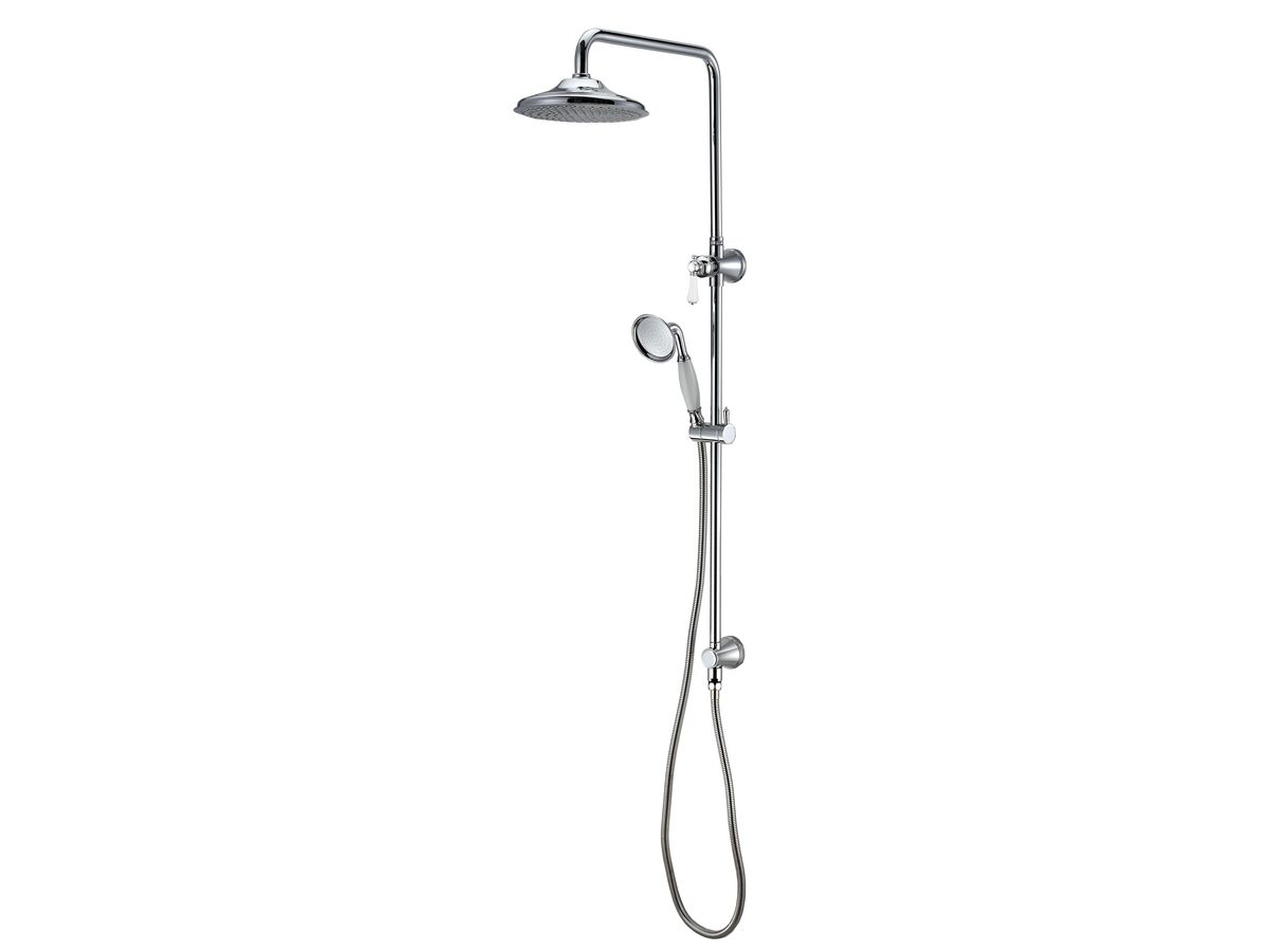 reece Kado Era Twin Rail Shower with Top Rail Water Inlet Lever Porcelain Handle Chrome (4 Star)
