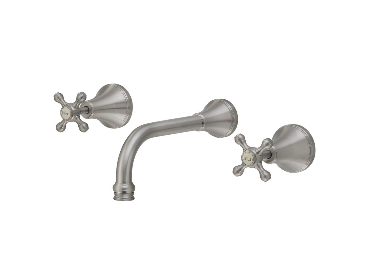 reece Kado Era Wall Basin Set 200mm Cross Handles Brushed Nickel (5 Star)
