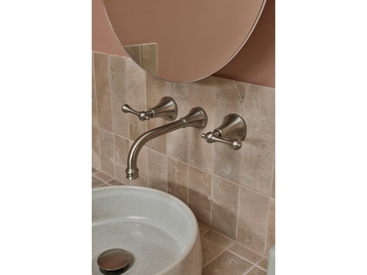 Reece Kado Era Wall Basin Set 200mm Lever Handle Brushed Nickel (5 Star)