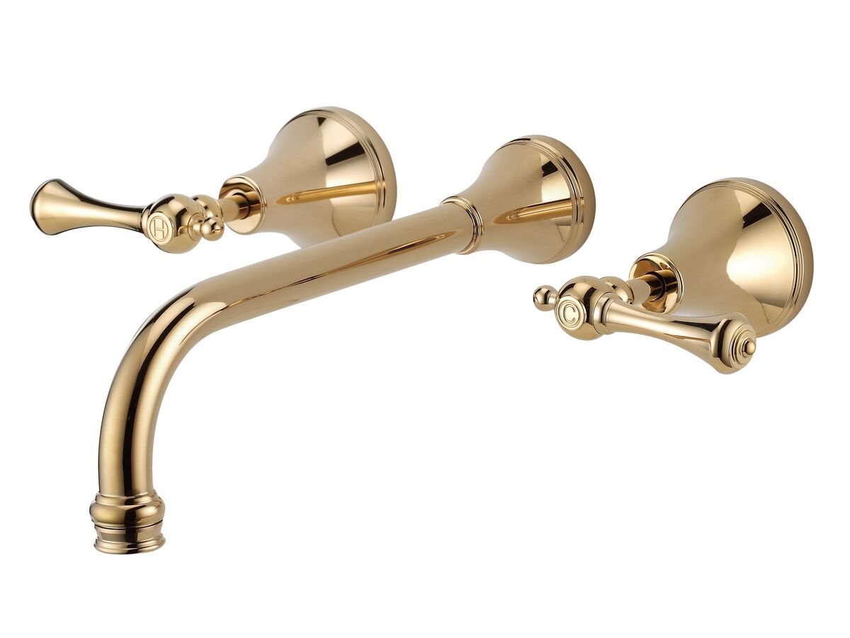 Reece Kado Era Wall Basin Set 250mm Lever Handle Brass Gold (5 Star)