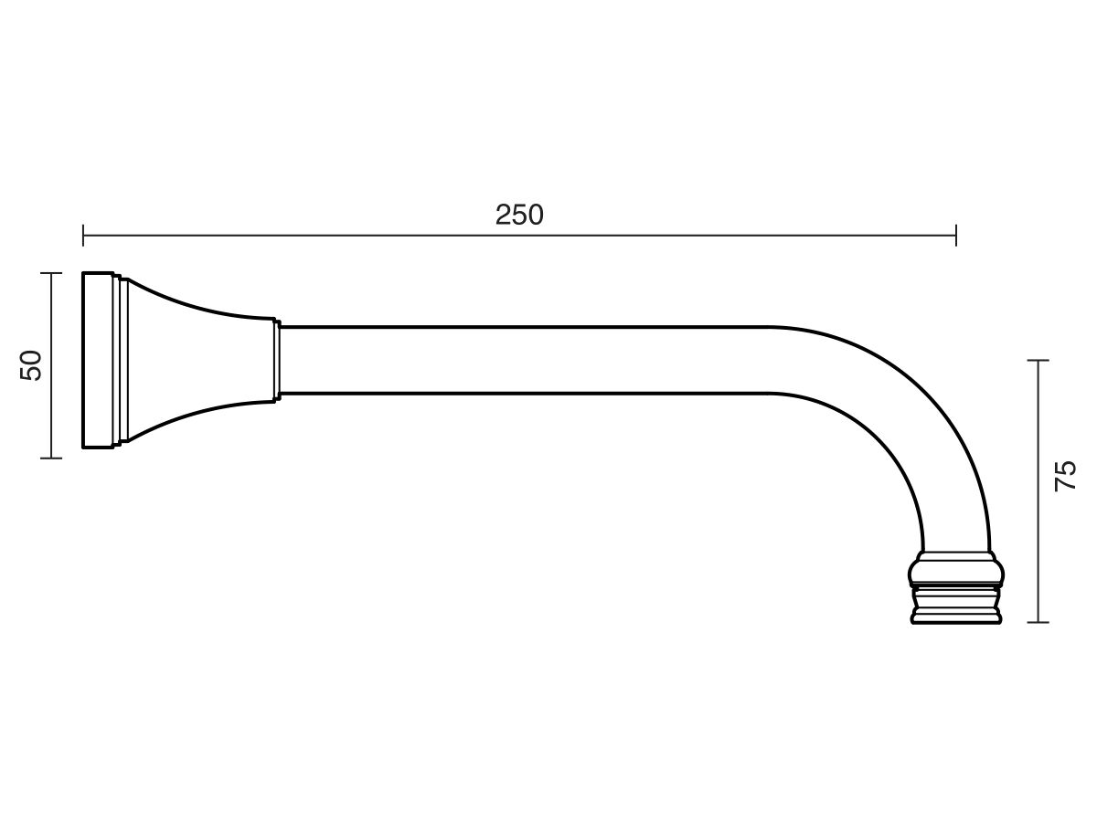 Reece Kado Era Wall Bath Outlet 250mm Brushed Nickel