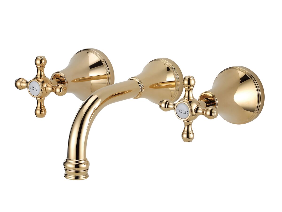 reece Kado Era Wall Bath Set 150mm Cross Handles Brass Gold