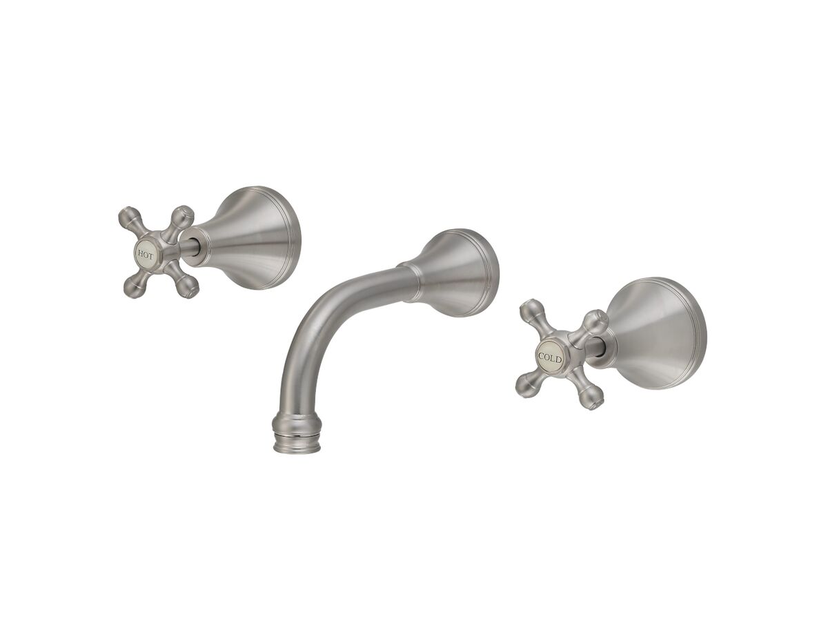 reece Kado Era Wall Bath Set 150mm Cross Handles Brushed Nickel