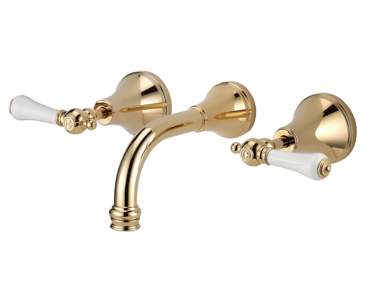 reece Kado Era Wall Bath Set 150mm Lever Porcelain Handle Brass Gold