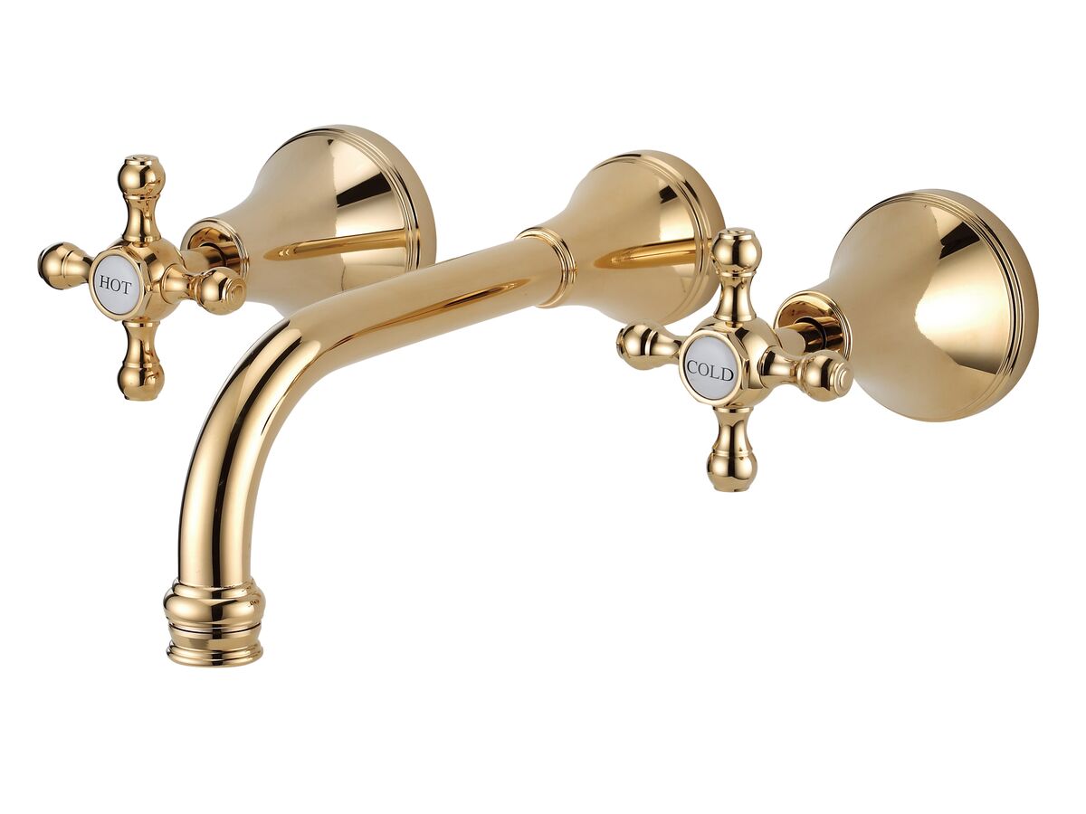reece Kado Era Wall Bath Set 200mm Cross Handles Brass Gold