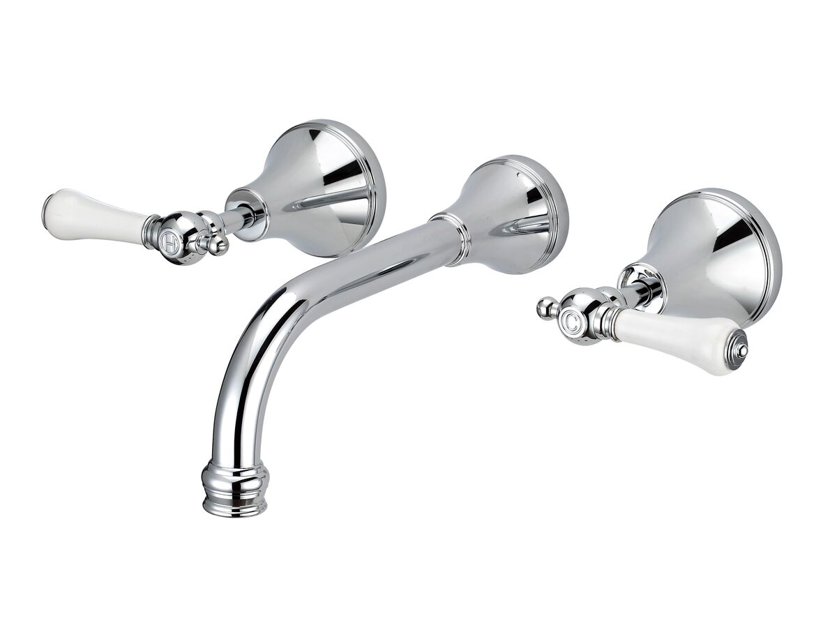 reece Kado Era Wall Bath Set 200mm Lever Porcelain Handle Chrome
