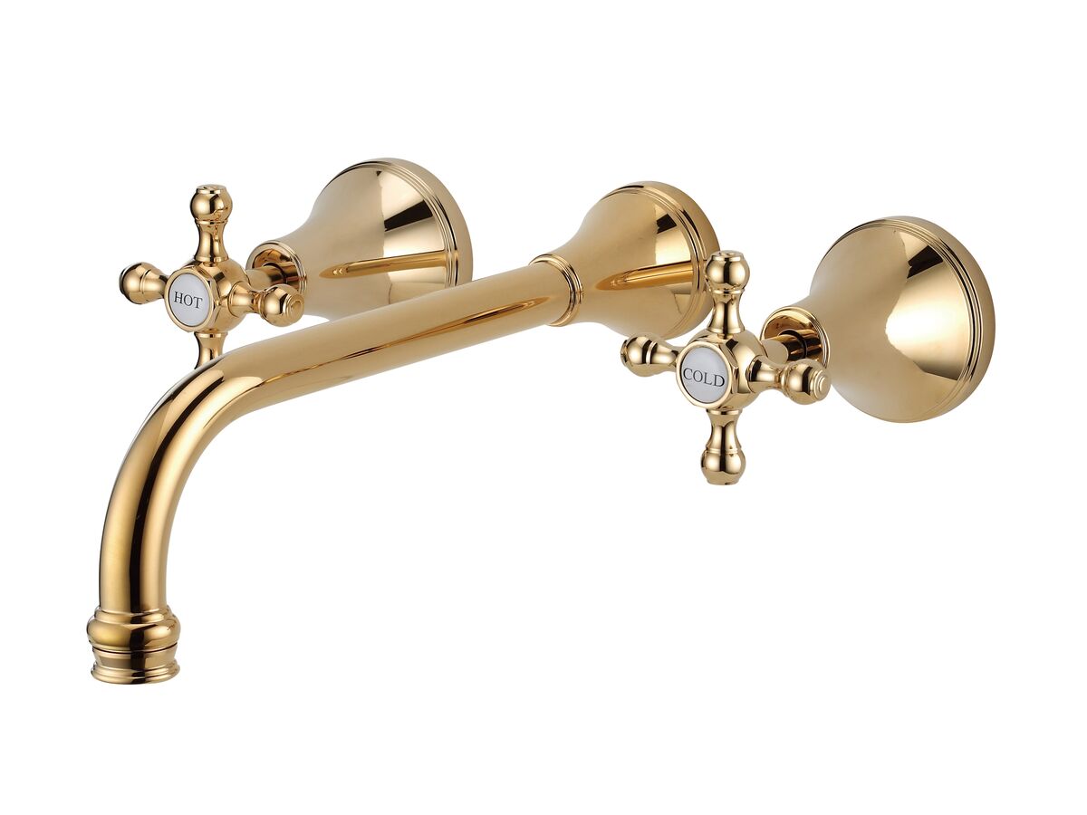reece Kado Era Wall Bath Set 250mm Cross Handles Brass Gold