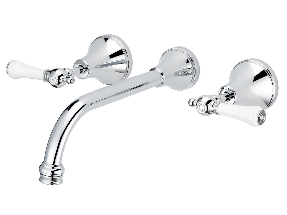 reece Kado Era Wall Bath Set 250mm Lever Porcelain Handle Chrome