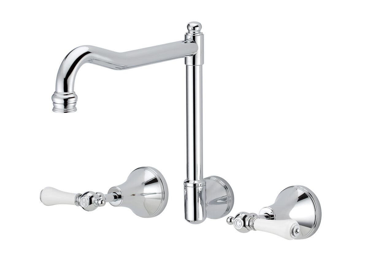 reece Kado Era Wall English Sink Set Lever Porcelain Handle Chrome (5 Star)
