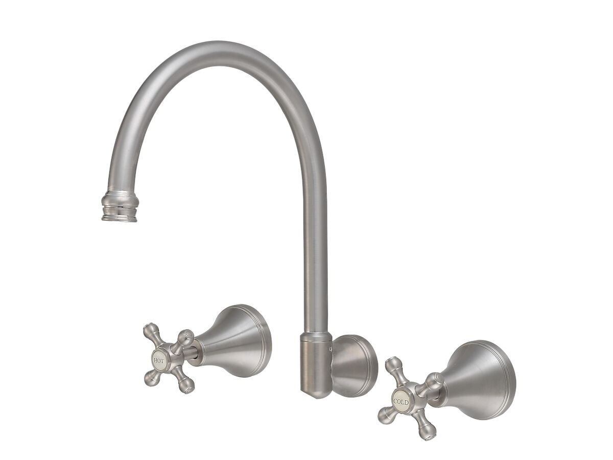 reece Kado Era Wall Sink Set Cross Handles Brushed Nickel (5 Star)
