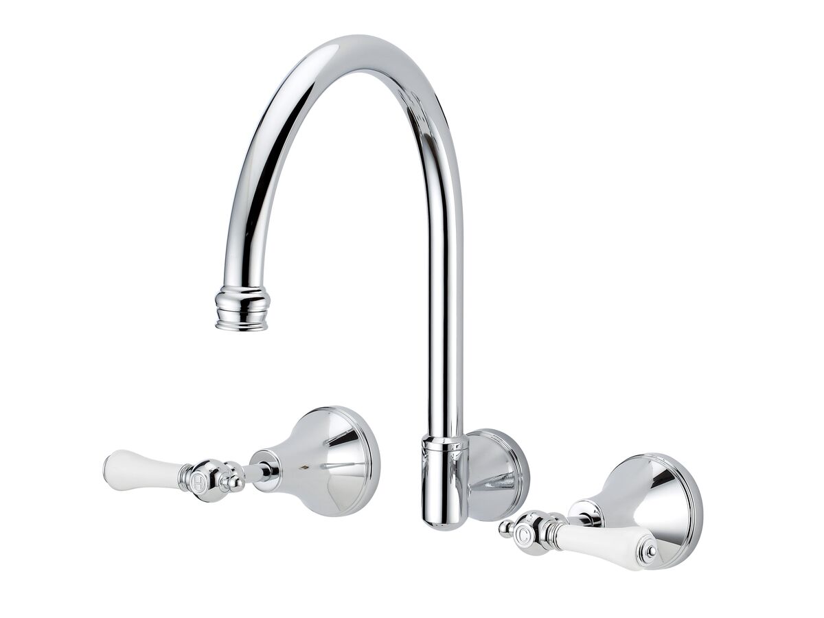 reece Kado Era Wall Sink Set Lever Porcelain Handle Chrome (5 Star)