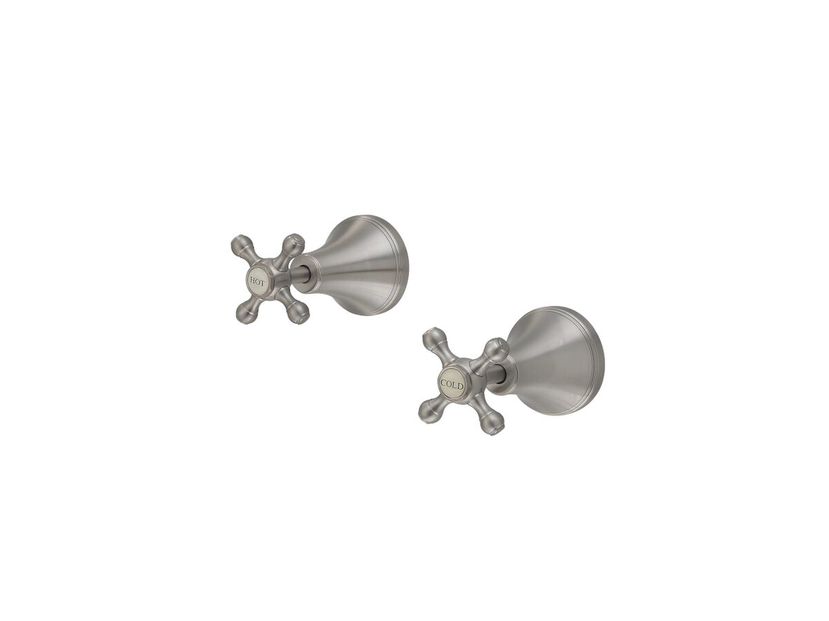 reece Kado Era Wall Top Assemblies Cross Handles Brushed Nickel
