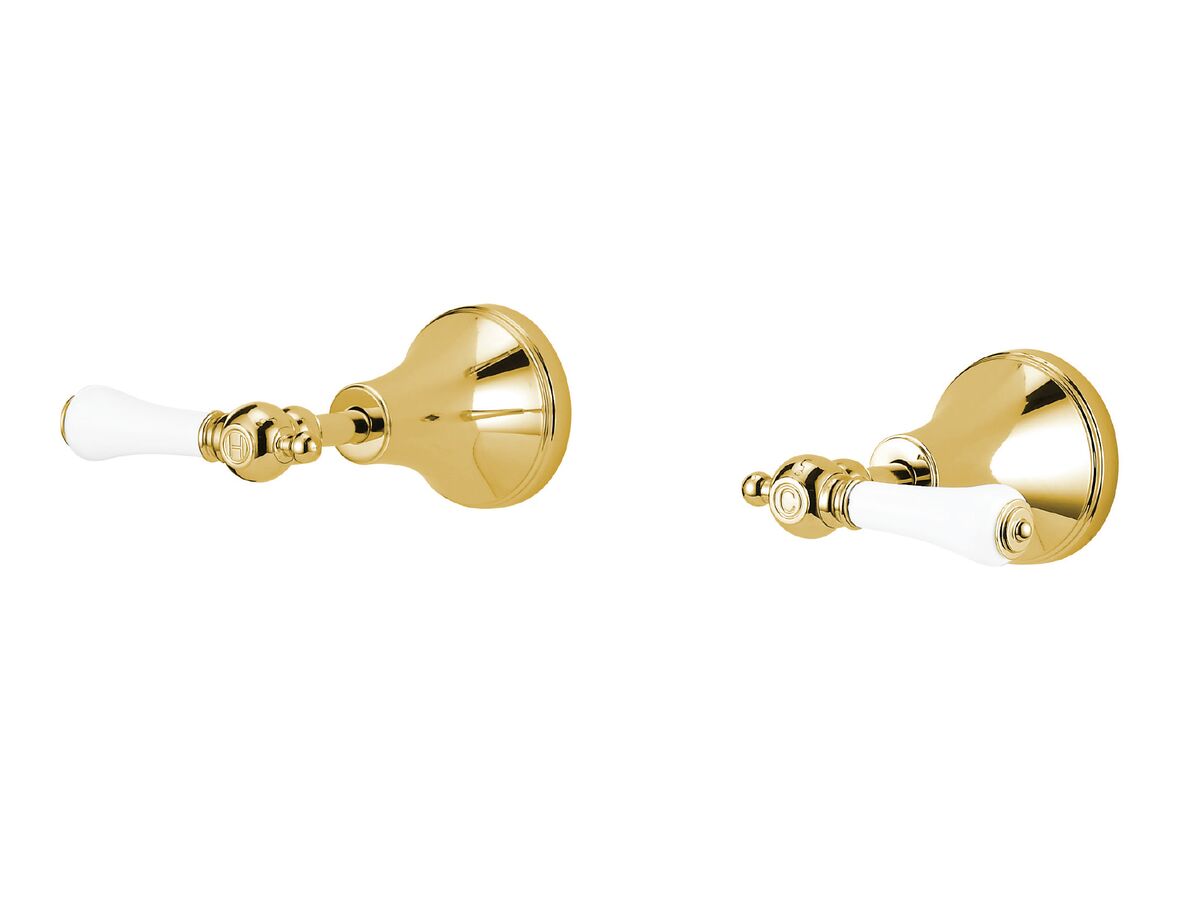 reece Kado Era Wall Top Assemblies Lever Porcelain Handle Brass Gold