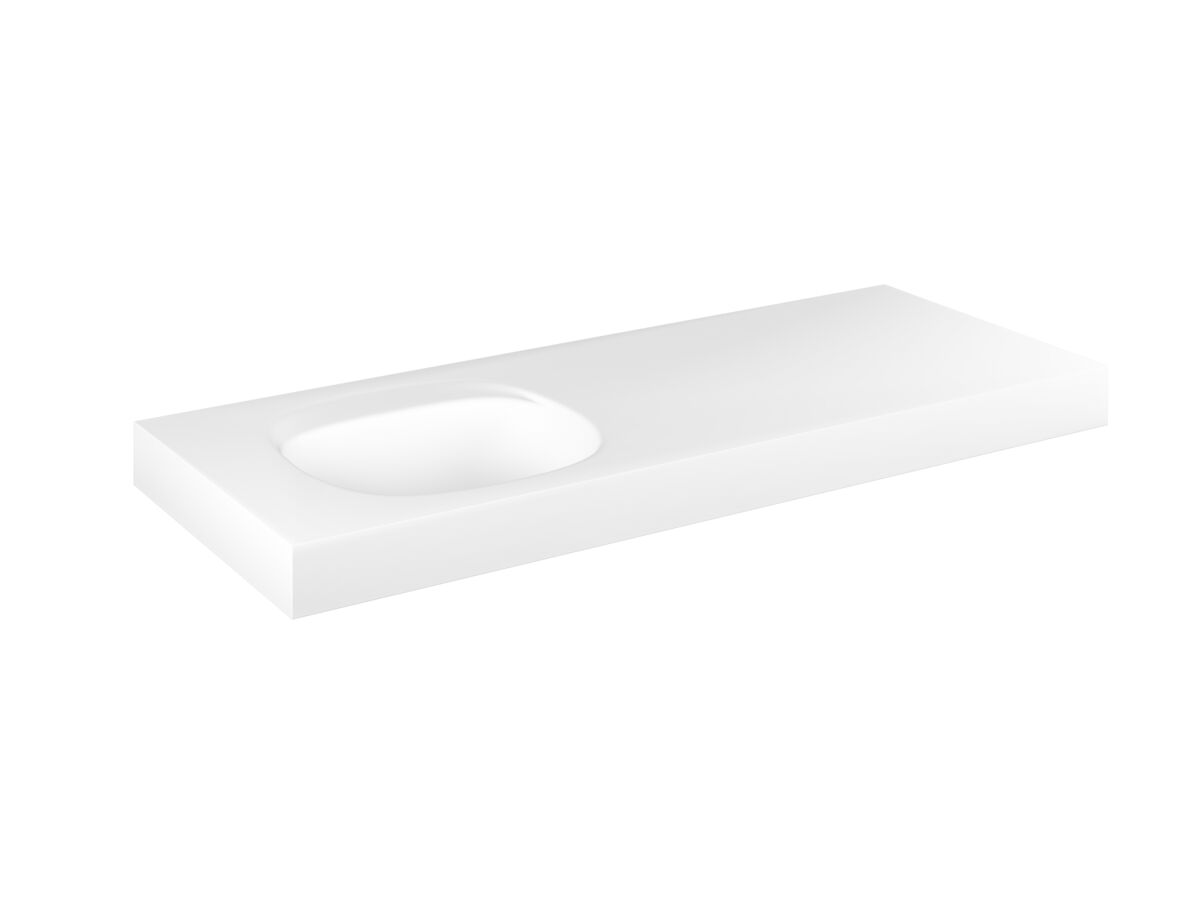 Reece Kado Lussi 1200mm Left Hand Wall Basin Rear Shelf With Overflow 1 Taphole Matte White Solid Surface