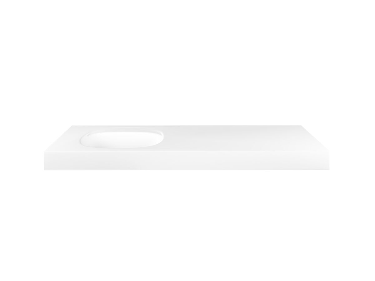 reece Kado Lussi 1200mm Left Hand Wall Basin Rear Shelf with Overflow No Taphole Matte White Solid Surface