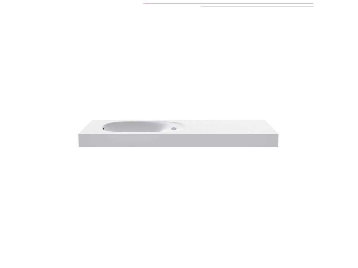 reece Kado Lussi 1200mm Left Hand Wall Basin Side Shelf with Overflow 1 Taphole Matte White Solid Surface