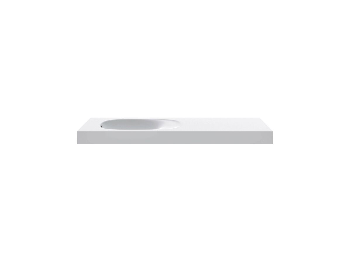 reece Kado Lussi 1200mm Left Hand Wall Basin Side Shelf with Overflow No Taphole Matte White Solid Surface