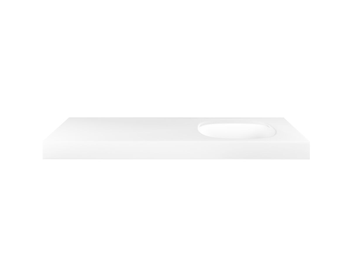 reece Kado Lussi 1200mm Right Hand Wall Basin Rear Shelf with Overflow 1 Taphole Matte White Solid Surface