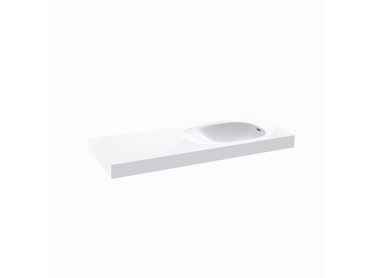 Reece Kado Lussi 1200mm Right Hand Wall Basin Side Shelf With Overflow No Taphole Matte White Solid Surface