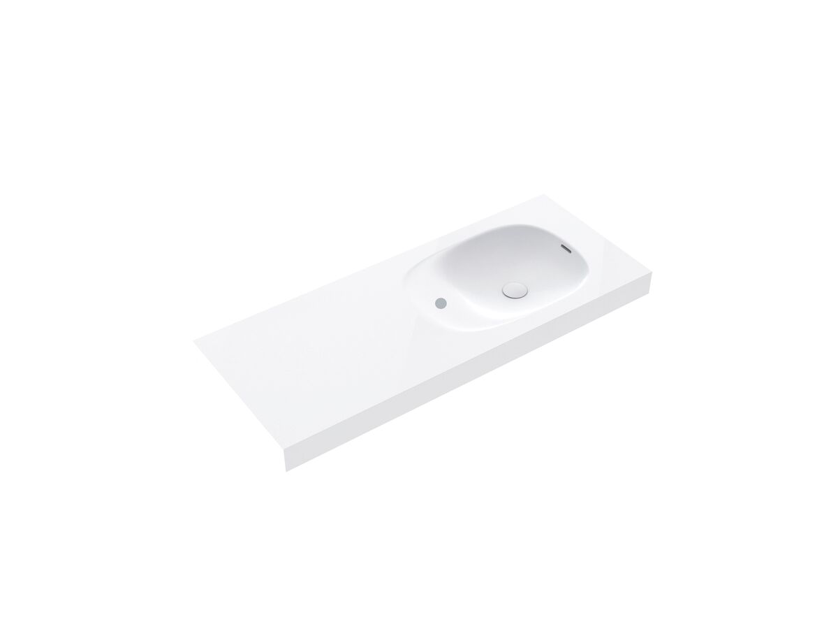 Reece Kado Lussi 1200mm Right Hand Wall Basin Side Shelf With Overflow 1 Taphole Matte White Solid Surface