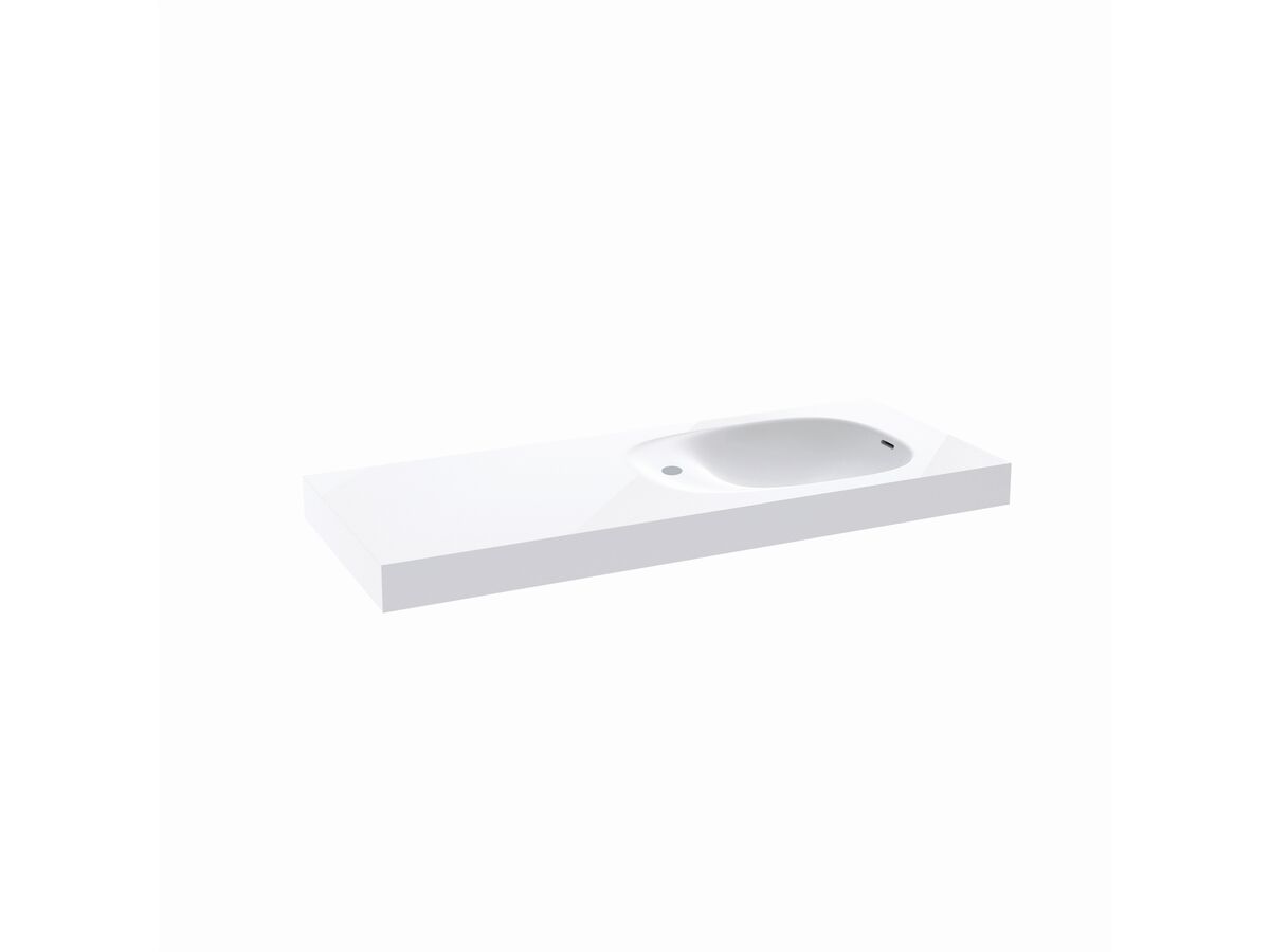 Reece Kado Lussi 1200mm Right Hand Wall Basin Side Shelf With Overflow 1 Taphole Matte White Solid Surface