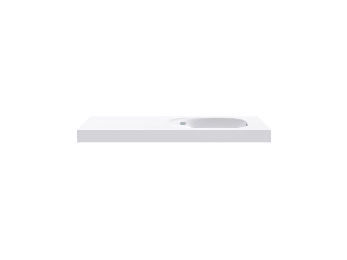 reece Kado Lussi 1200mm Right Hand Wall Basin Side Shelf with Overflow 1 Taphole Matte White Solid Surface