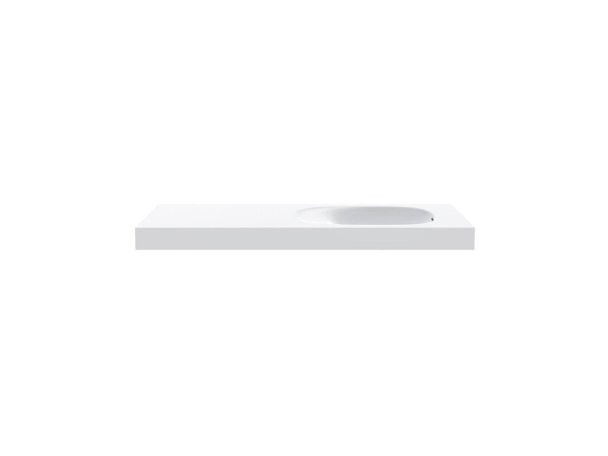 reece Kado Lussi 1200mm Right Hand Wall Basin Side Shelf with Overflow No Taphole Matte White Solid Surface