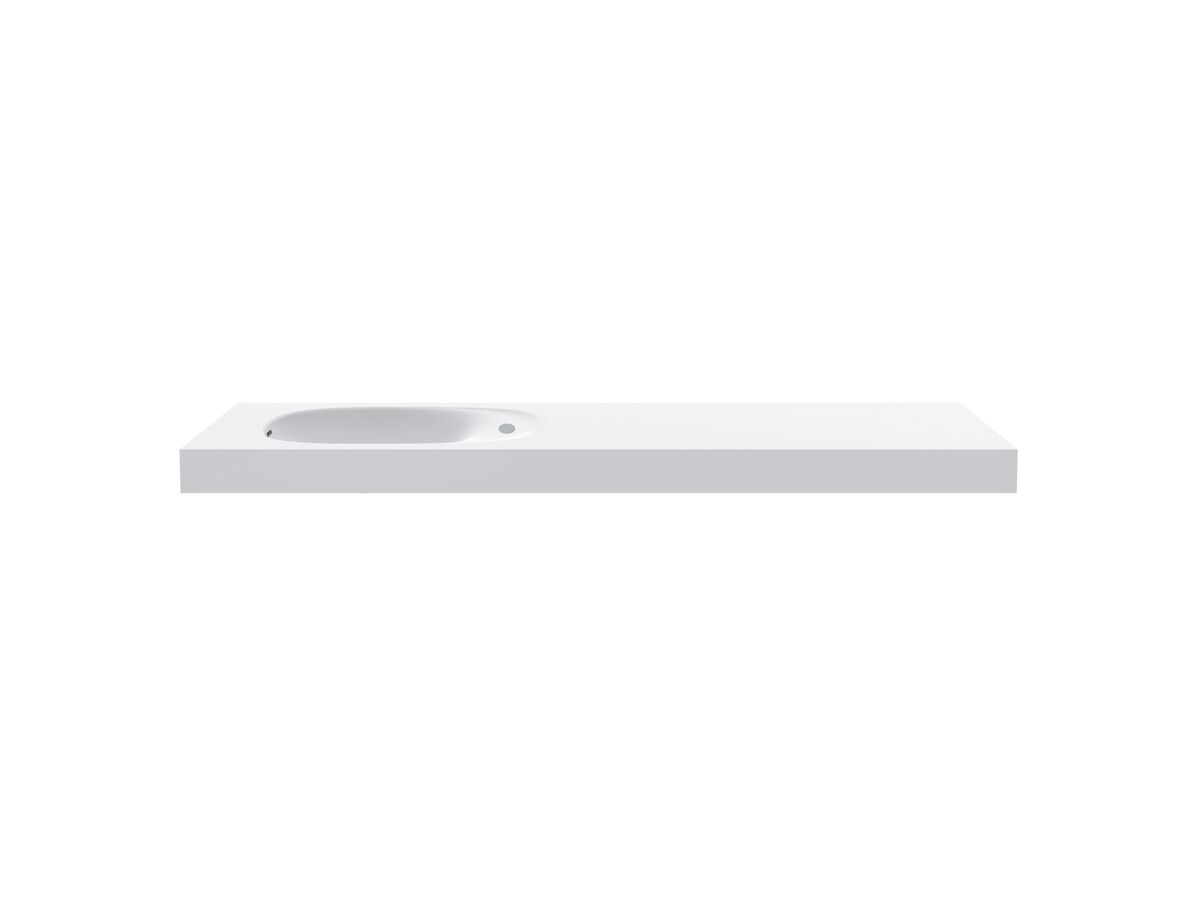 reece Kado Lussi 1500mm Single Left Hand Wall Basin Side Shelf with Overflow 1 Taphole Matte White Solid Surface