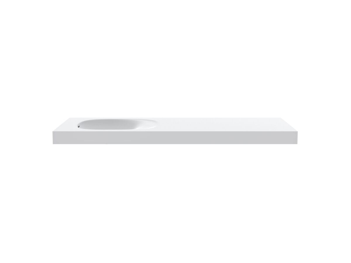 reece Kado Lussi 1500mm Single Left Hand Wall Basin Side Shelf with Overflow No Taphole Matte White Solid Surface