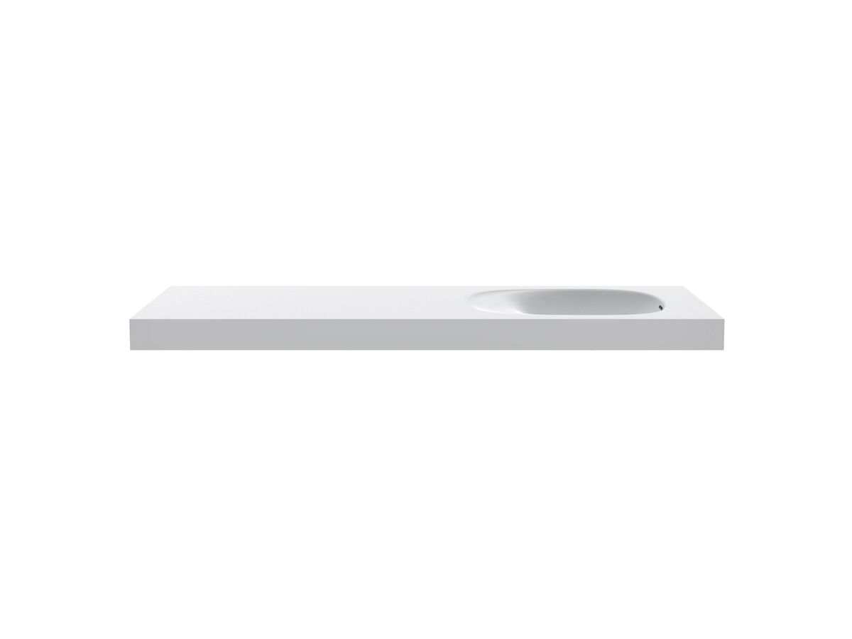 reece Kado Lussi 1500mm Single Right Hand Wall Basin Side Shelf with Overflow No Taphole Matte White Solid Surface