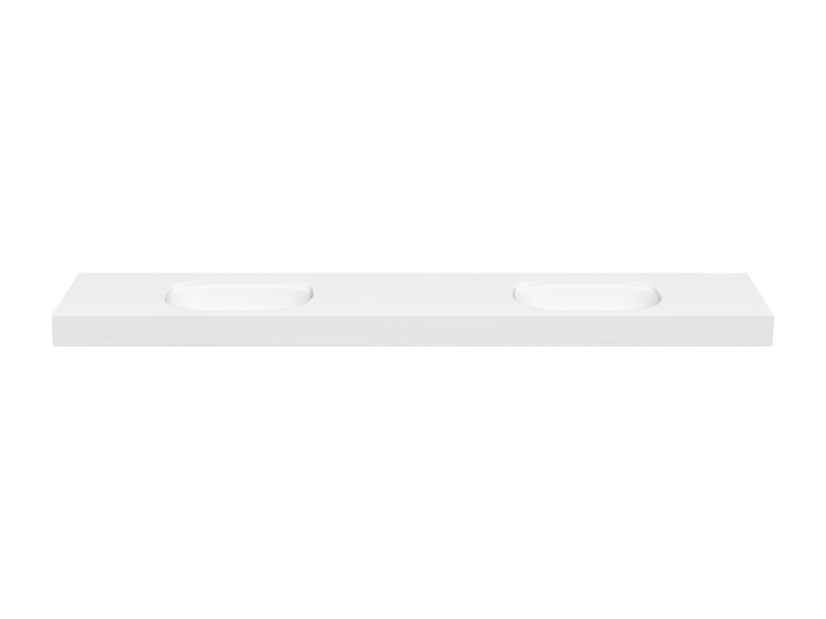 reece Kado Lussi 1800mm Double Wall Basin Rear Shelf with Overflow No Taphole Matte White Solid Surface reece Kado Lussi 1800mm Double Wall Basin Rear Shelf with Overflow No Taphole Matte White Solid Surface