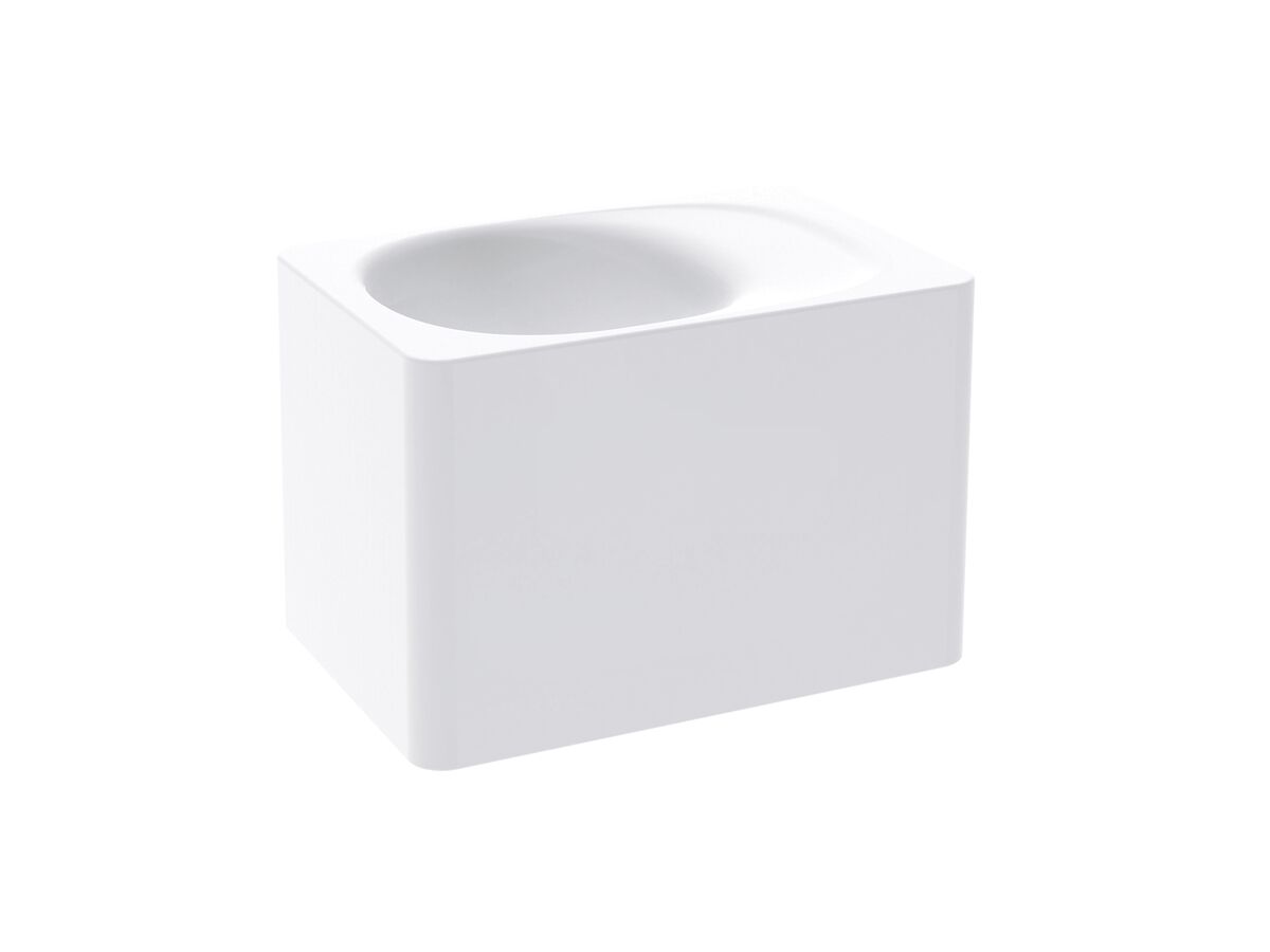 Reece Kado Lussi 420mm Left Hand Wall Basin Side Shelf With Overflow No Taphole Matte White Solid Surface