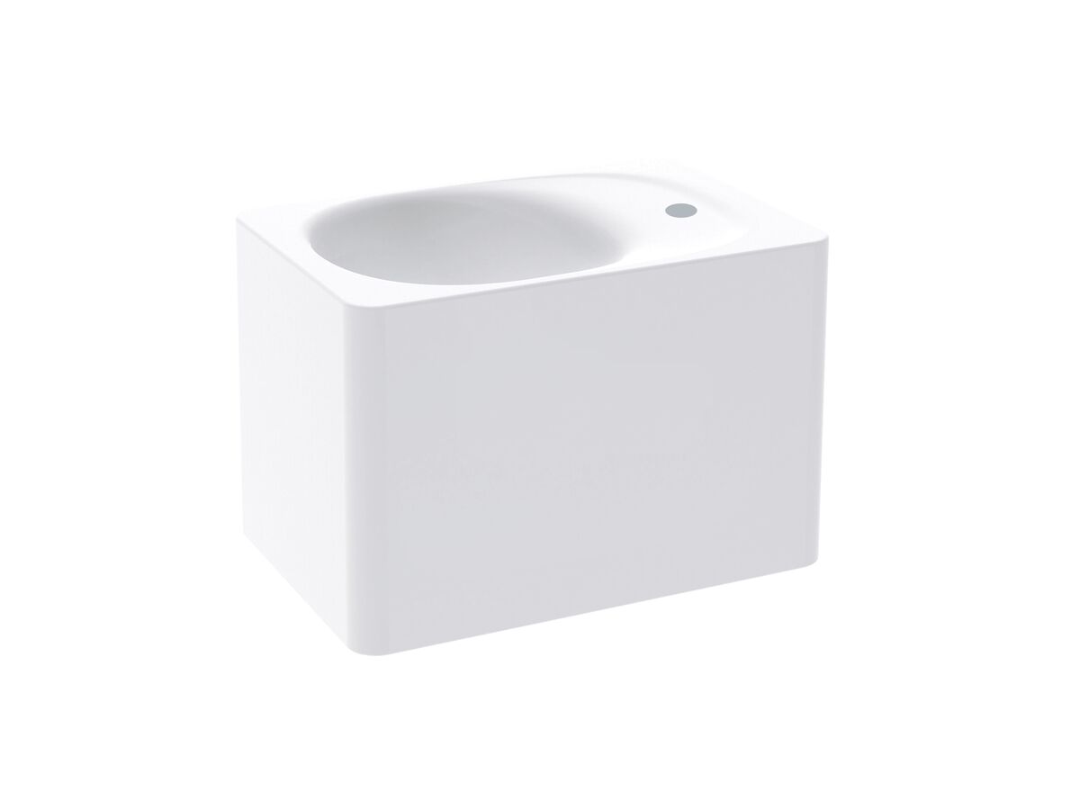 Reece Kado Lussi 420mm Left Hand Wall Basin Side Shelf With Overflow 1 Taphole Matte White Solid Surface