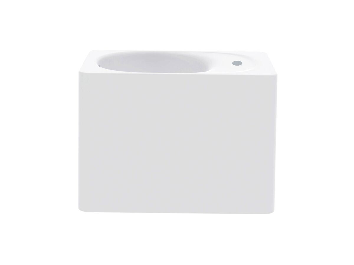 reece Kado Lussi 420mm Left Hand Wall Basin Side Shelf with Overflow 1 Taphole Matte White Solid Surface