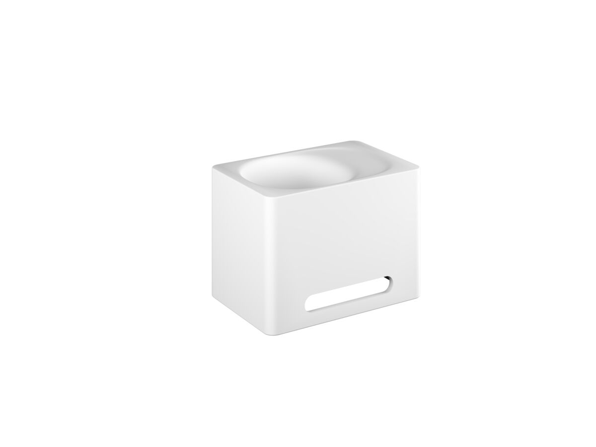 Reece Kado Lussi 420mm Left Hand Wall Basin With Towel Rail And Overflow 1 Taphole Matte White Solid Surface
