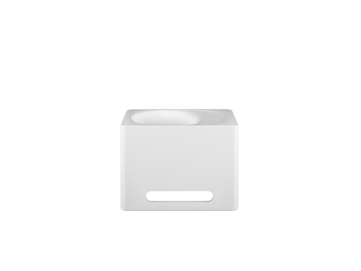 reece Kado Lussi 420mm Left Hand Wall Basin with Towel Rail and Overflow 1 Taphole Matte White Solid Surface