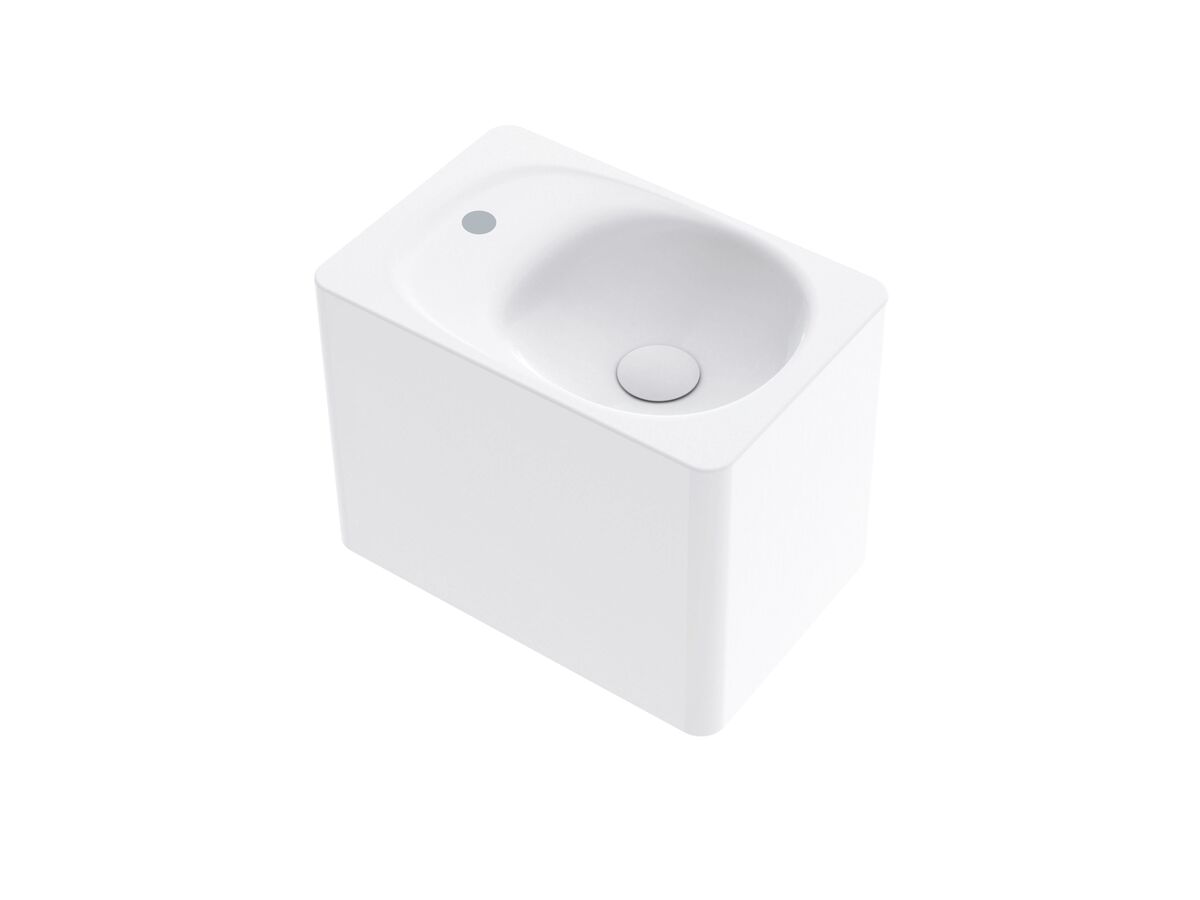 Reece Kado Lussi 420mm Right Hand Wall Basin Side Shelf With Overflow 1 Taphole Matte White Solid Surface