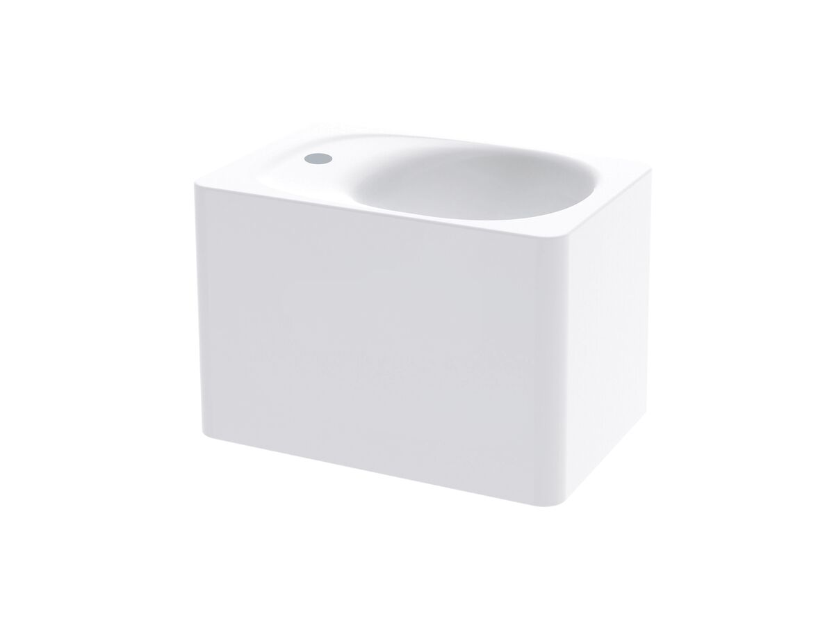 Reece Kado Lussi 420mm Right Hand Wall Basin Side Shelf With Overflow 1 Taphole Matte White Solid Surface