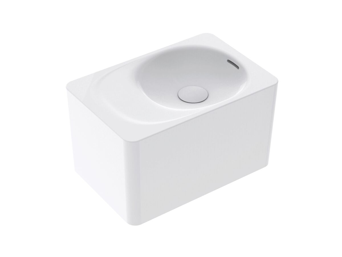 Reece Kado Lussi 420mm Right Hand Wall Basin Side Shelf With Overflow No Taphole Matte White Solid Surface