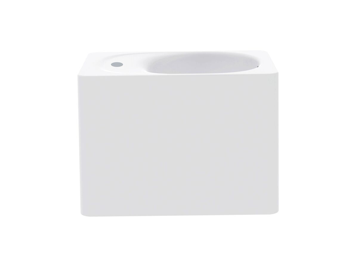 reece Kado Lussi 420mm Right Hand Wall Basin Side Shelf with Overflow 1 Taphole Matte White Solid Surface